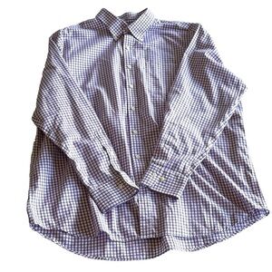 Peter Millar Button Up Shirt Nanoluxe Easycare Purple Windowpane Plaid Mens XXL